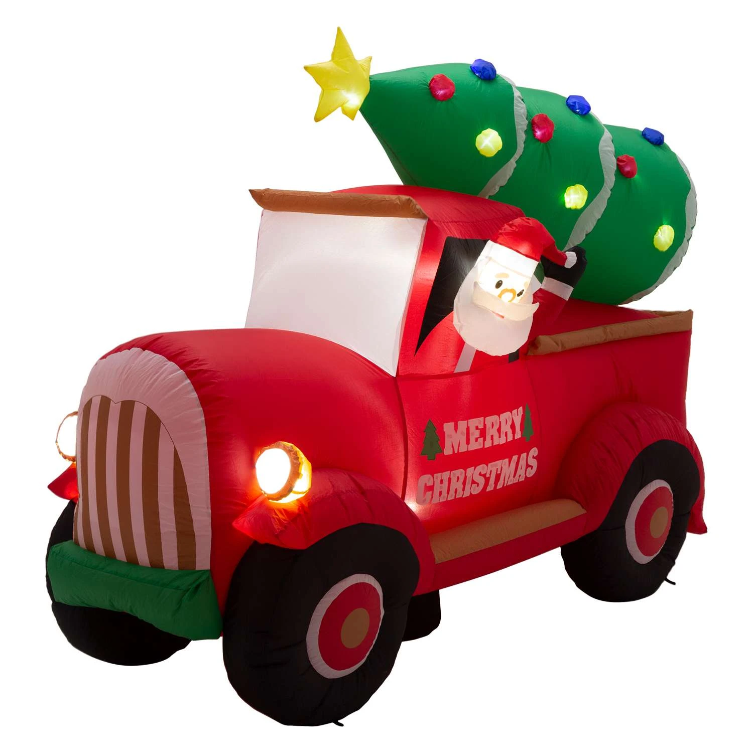 Glitzhome Santa On Pick Up Truck Decor 70.87 In. Inflatable 2 Glitzhome Santa On Pick Up Truck Decor 70.87 In. Inflatable