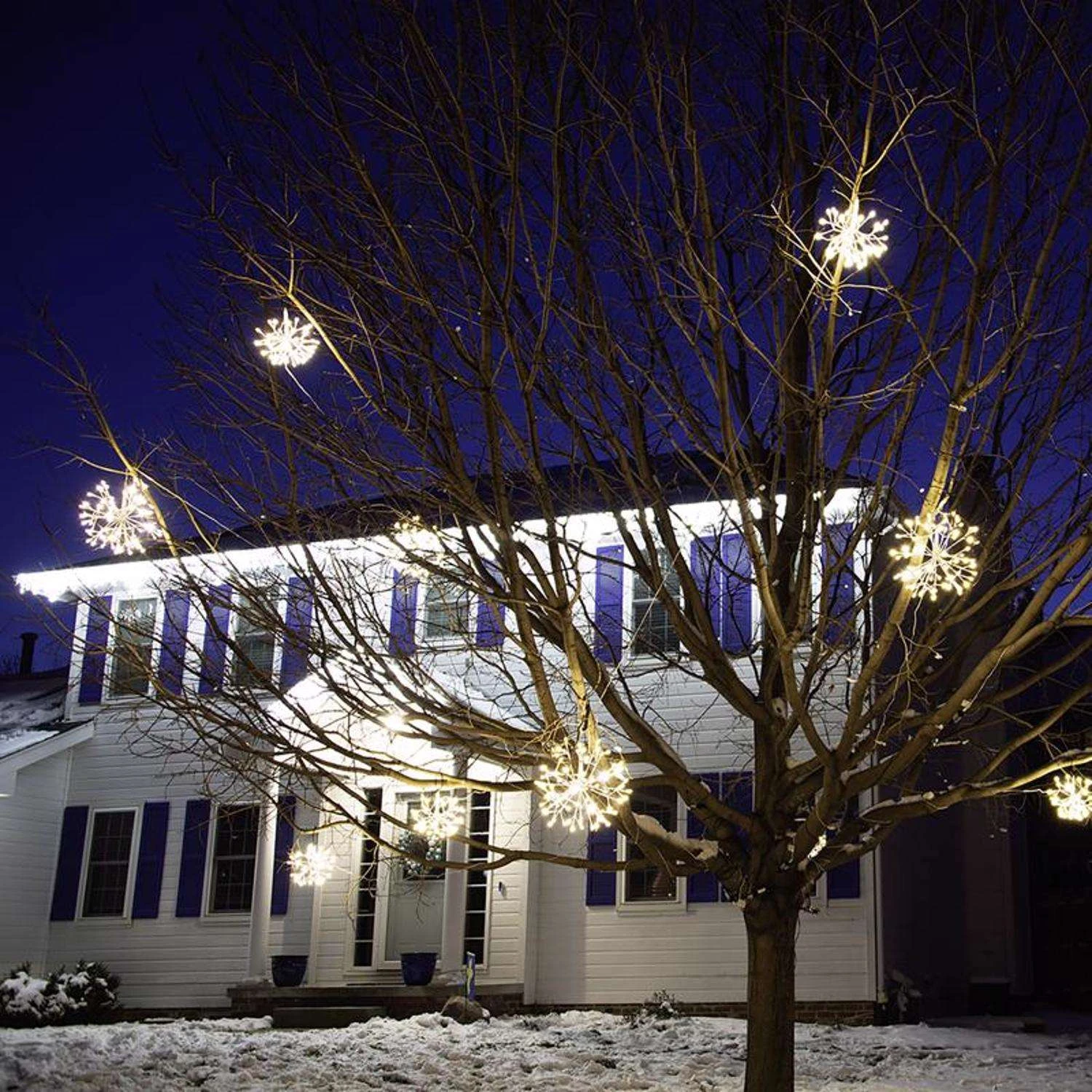 Celebrations Platinum LED Warm White Shimmer Sphere 16 In. Hanging Decor 5 Celebrations Platinum LED Warm White Shimmer Sphere 16 In. Hanging Decor - Image 3