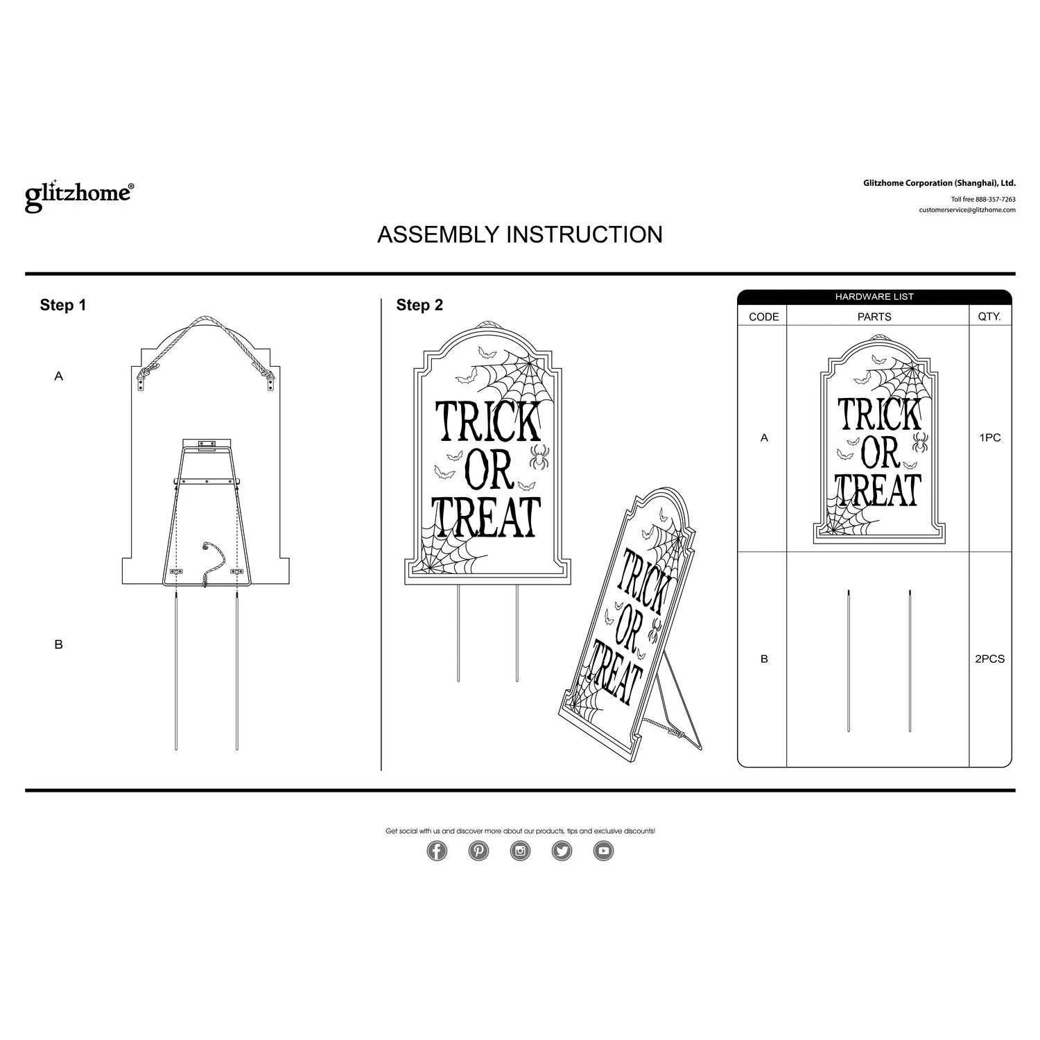 Glitzhome 29.06 In. Tombstone Pathway Decor 10 Glitzhome 29.06 In. Tombstone Pathway Decor - Image 8