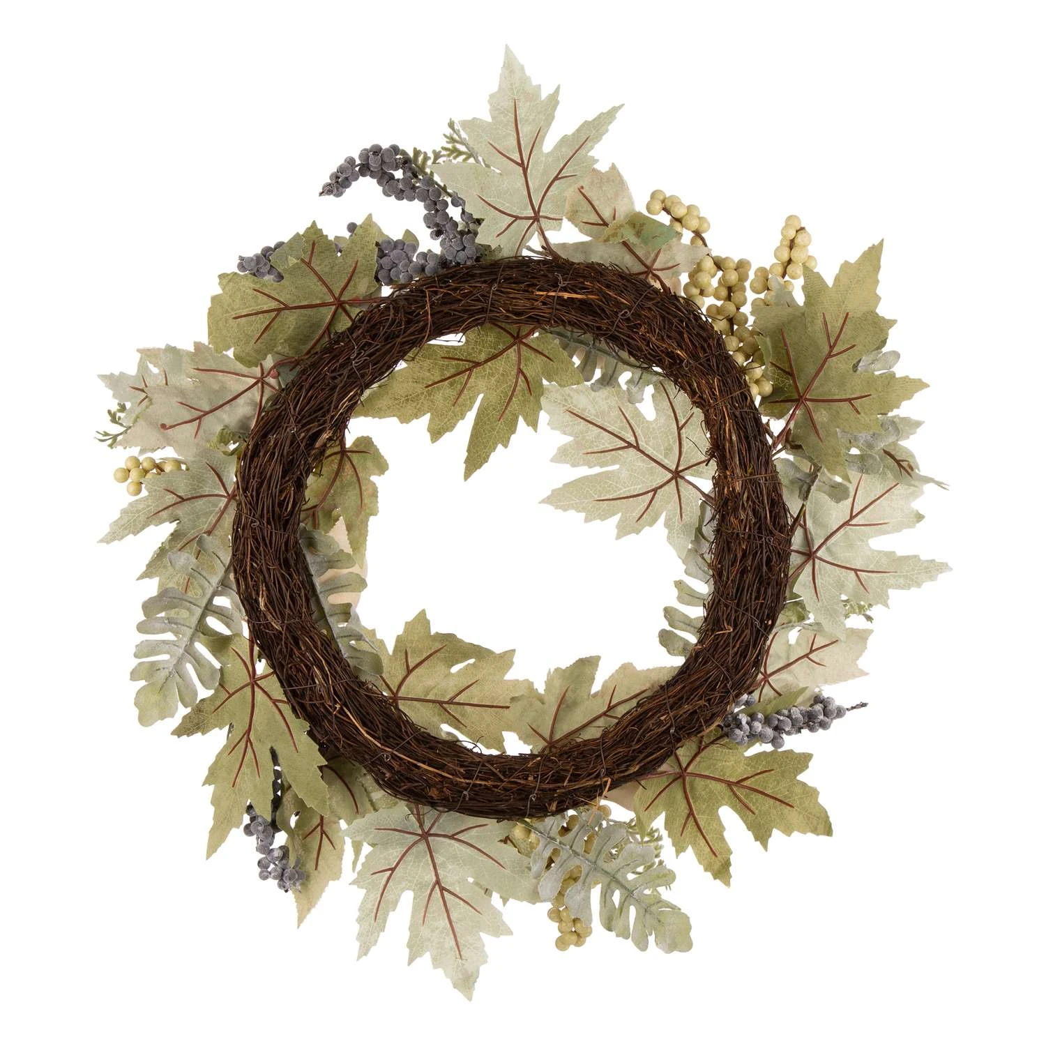 Glitzhome 5 In. Pumpkin Wreath With Green Leaf And Berries Fall Decor 7 Glitzhome 5 In. Pumpkin Wreath With Green Leaf And Berries Fall Decor - Image 5
