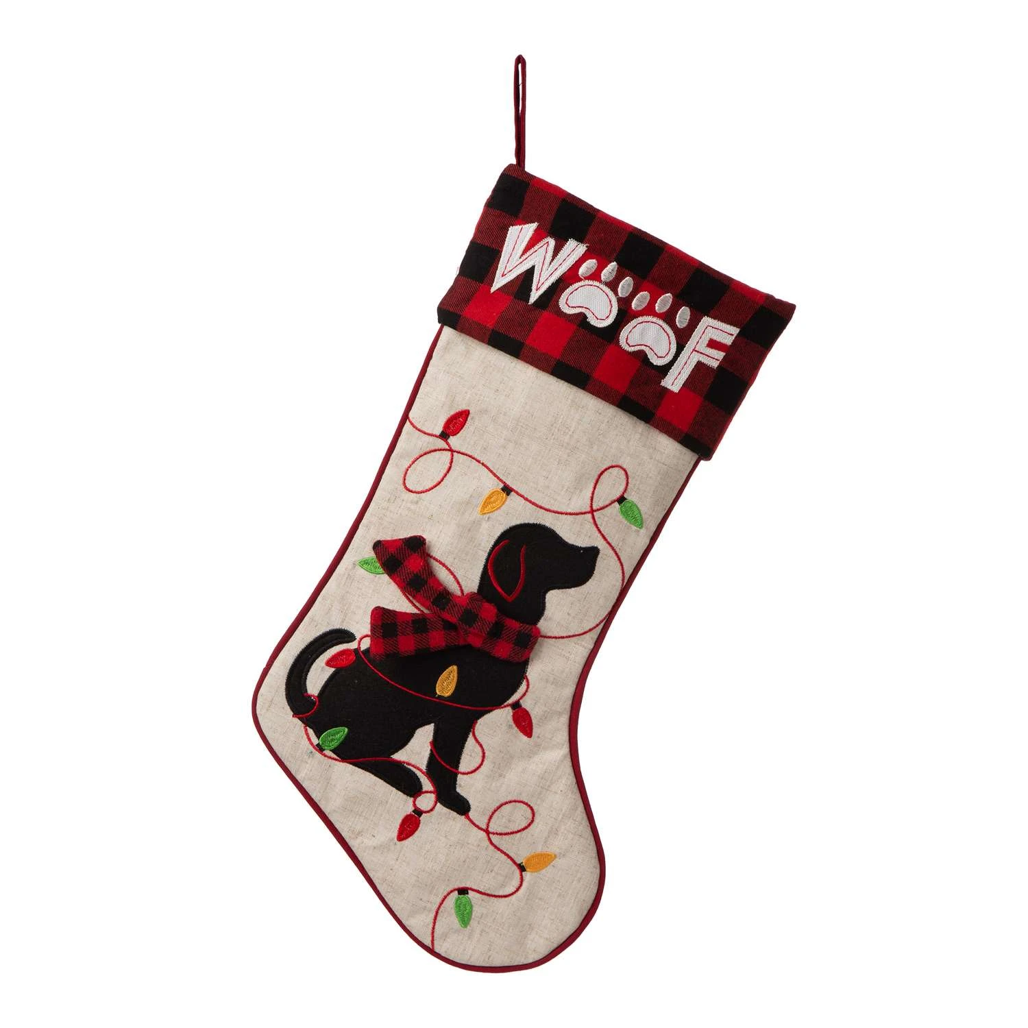 Glitzhome Multicolored Dog Christmas Stocking 1.18 In. 4 Glitzhome Multicolored Dog Christmas Stocking 1.18 In. - Image 2