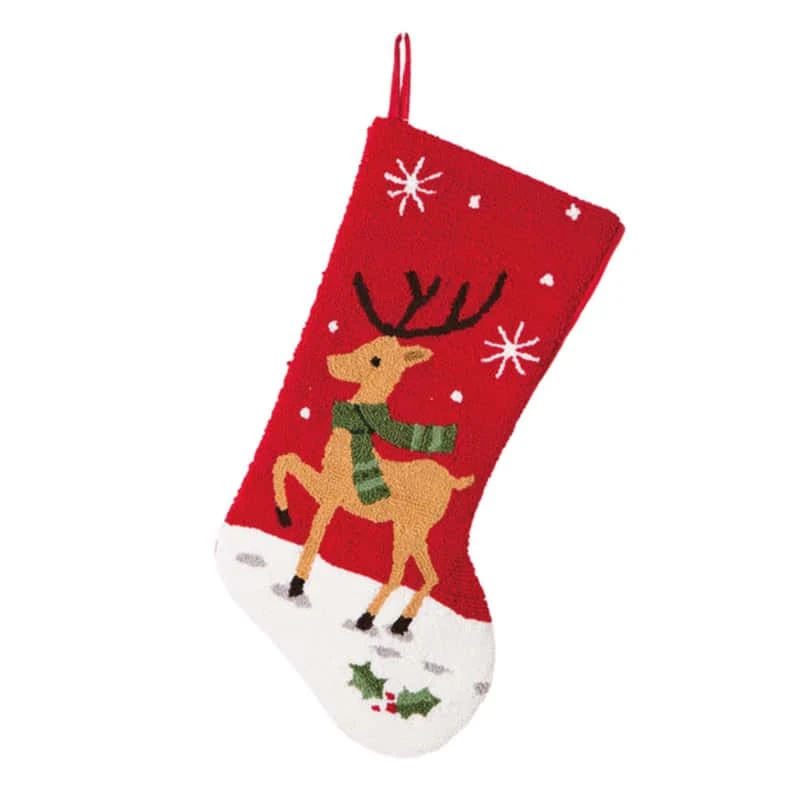 Glitzhome Multicolored Reindeer Christmas Stocking 8.27 In. 3 Glitzhome Multicolored Reindeer Christmas Stocking 8.27 In.