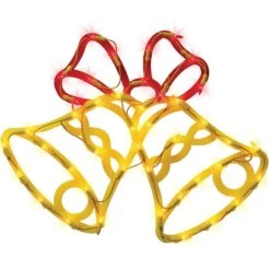 IG Design Gold/Red Bell Silhouette Window Decoration 18 In.