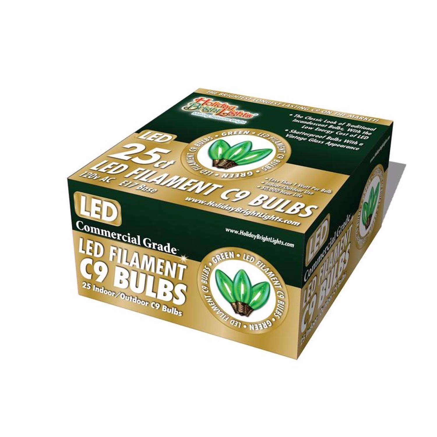 Holiday Bright Lights LED C9 Green 25 Ct Replacement Christmas Lights 3 Holiday Bright Lights LED C9 Green 25 Ct Replacement Christmas Lights