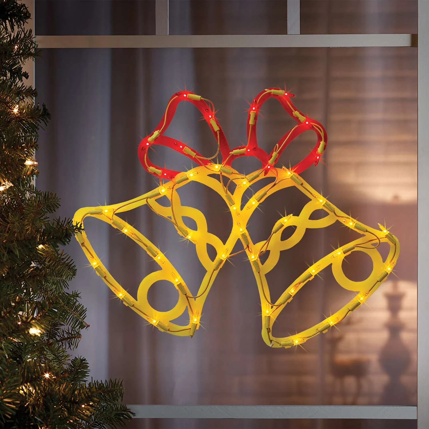 IG Design Gold/Red Bell Silhouette Window Decoration 18 In. 4 IG Design Gold/Red Bell Silhouette Window Decoration 18 In. - Image 2