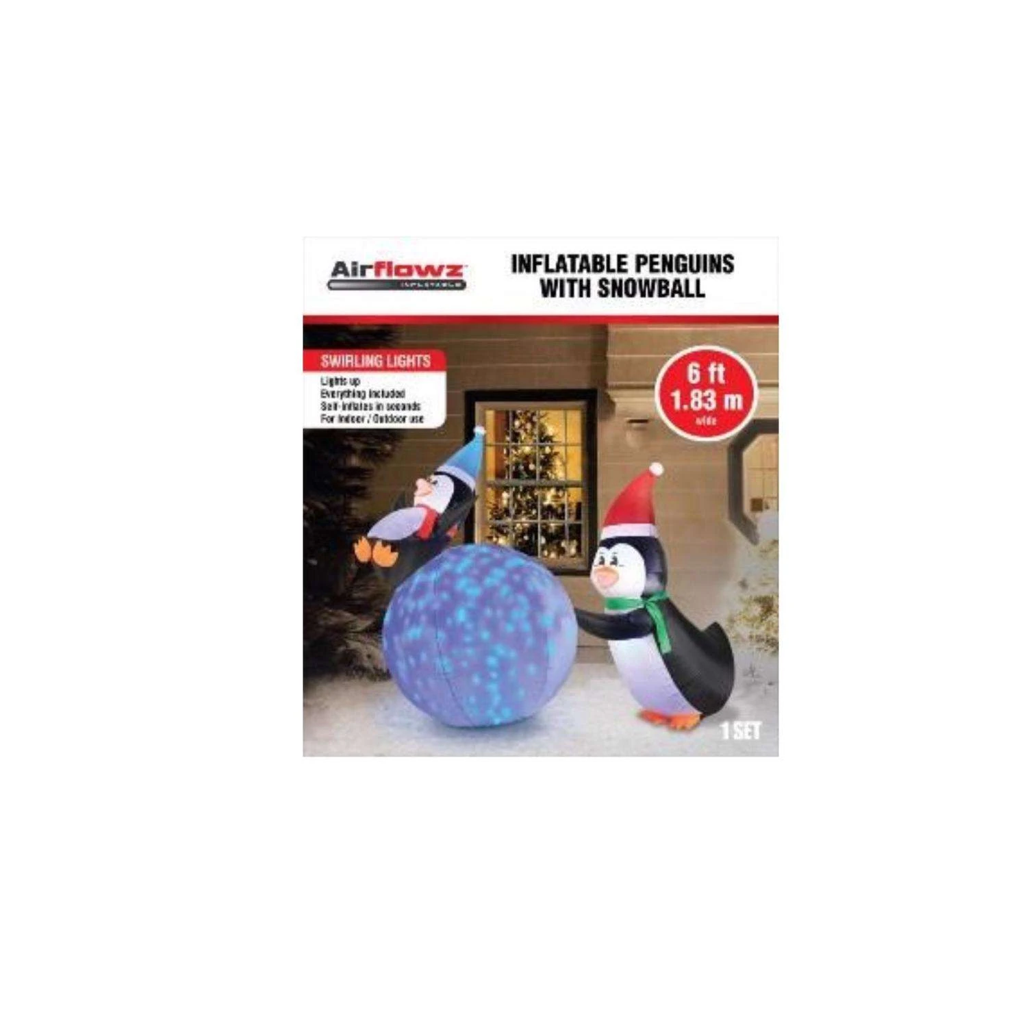 Occasions LED Blue Penguins And Snowball 5 Ft. Inflatable 4 Occasions LED Blue Penguins And Snowball 5 Ft. Inflatable - Image 2