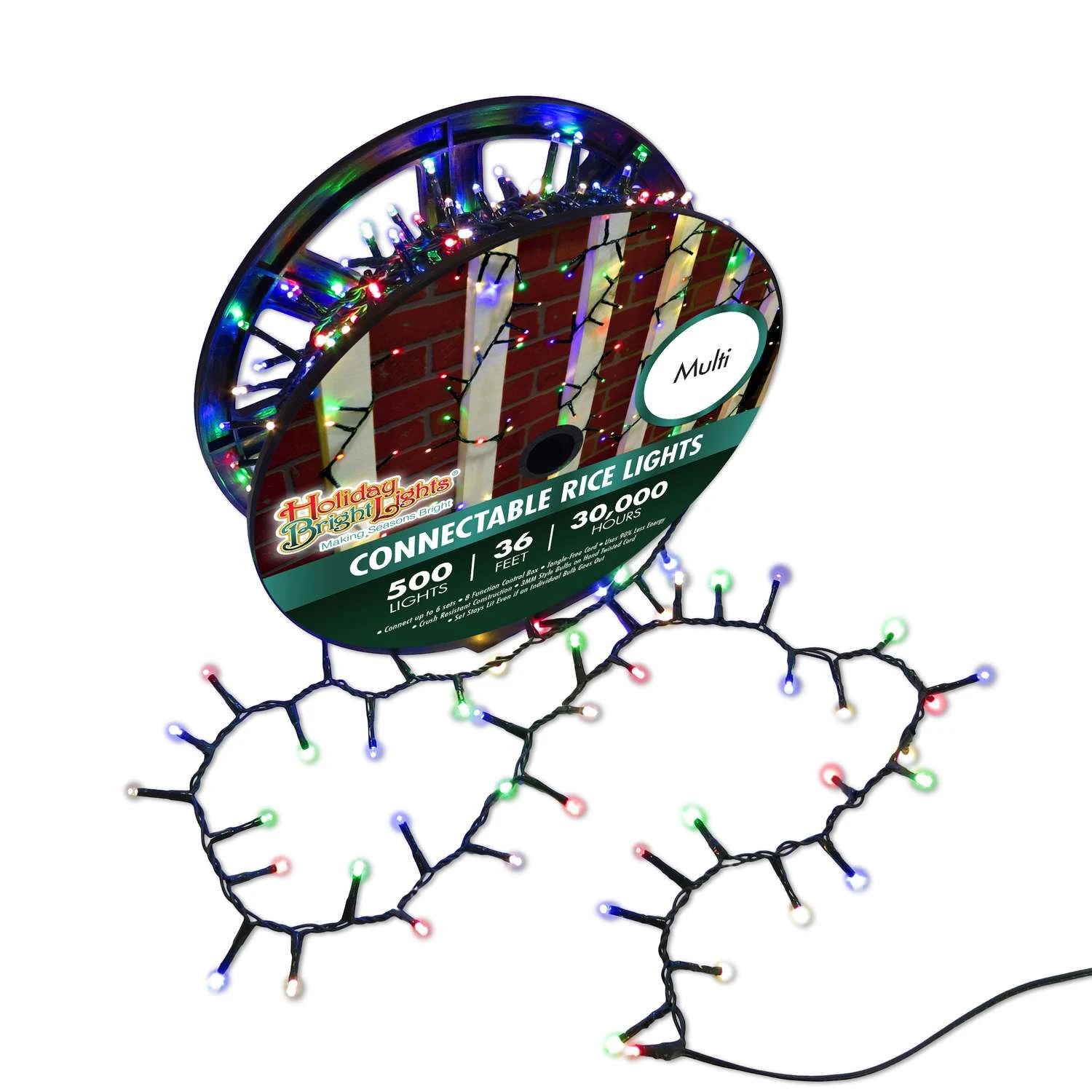 Holiday Bright Lights LED Rice Compact Multicolored 500 Ct Christmas Lights 5 Holiday Bright Lights LED Rice Compact Multicolored 500 Ct Christmas Lights - Image 3