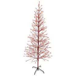 Holiday Bright Lights LED Red Twig Tree 78 In. Yard Decor