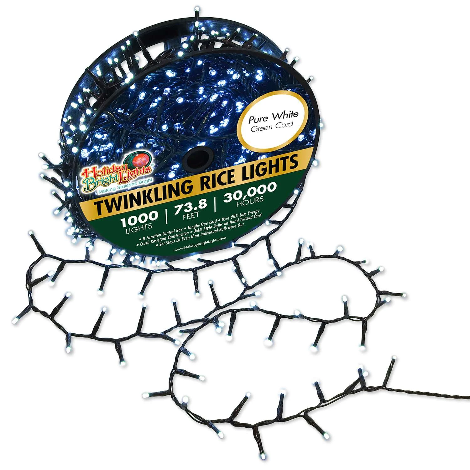 Holiday Bright Lights LED Rice Pure White 1000 Ct String Christmas Lights 3 Holiday Bright Lights LED Rice Pure White 1000 Ct String Christmas Lights
