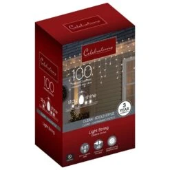 Celebrations Stay Shine Incandescent Mini Clear/Warm White 100 Ct Icicle Christmas Lights 5.67 Ft.