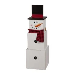 Glitzhome Black/White Double-Sided Snowman/Scarecrow Indoor Christmas Decor 36.22 In.