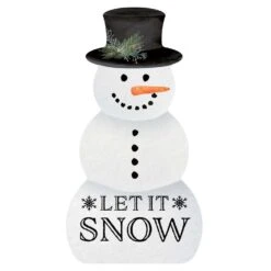 P Graham Dunn Black/White Snowman Let It Snow Table Decor 7 In.