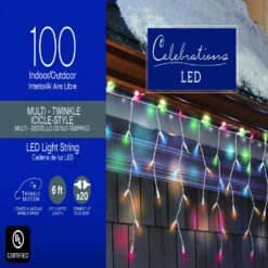 Celebrations LED M5 Multicolored 100 Ct Icicle Christmas Lights 6.3 Ft.