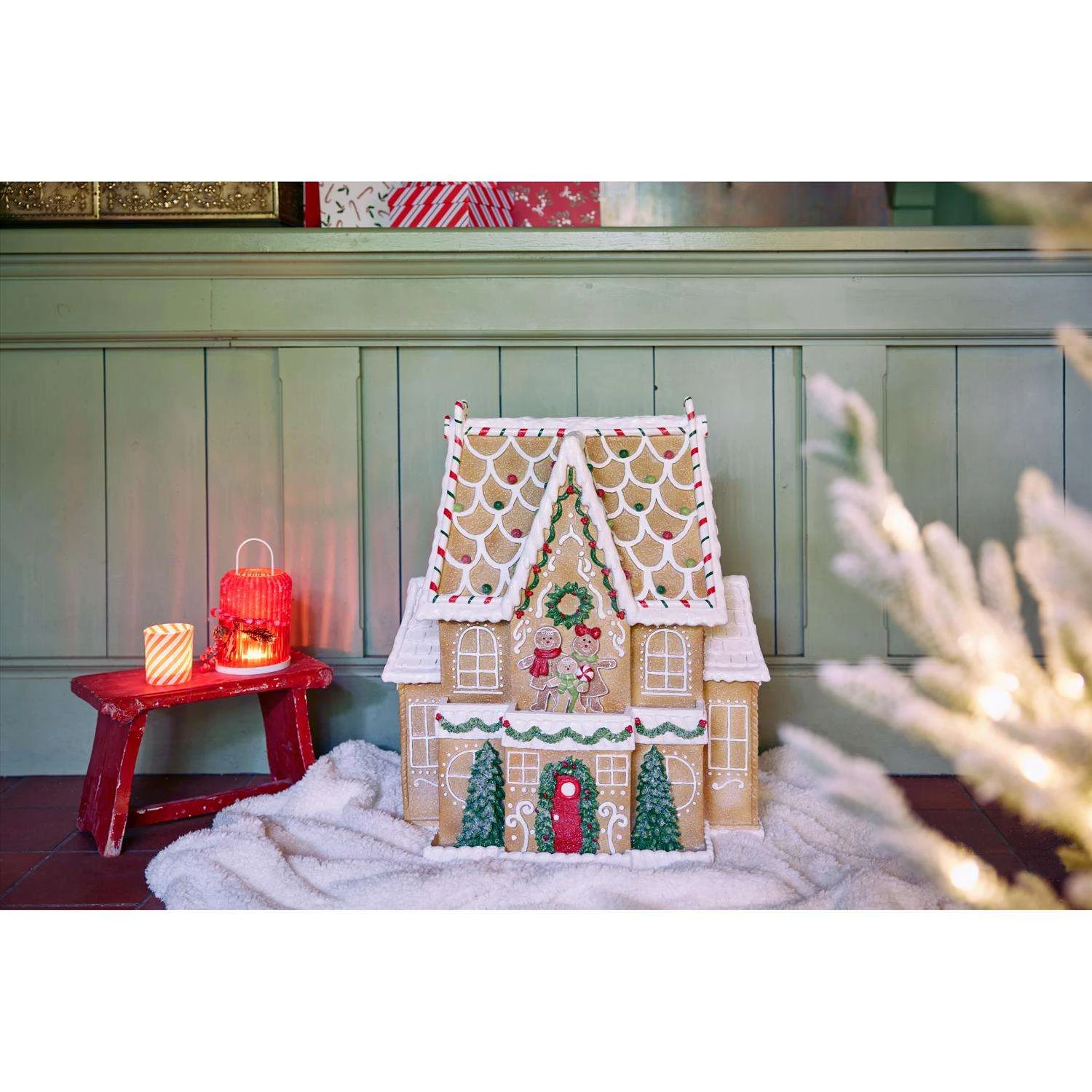 Decoris Brown/White Gingerbread Christmas Village 26.5 In. 4 Decoris Brown/White Gingerbread Christmas Village 26.5 In. - Image 2