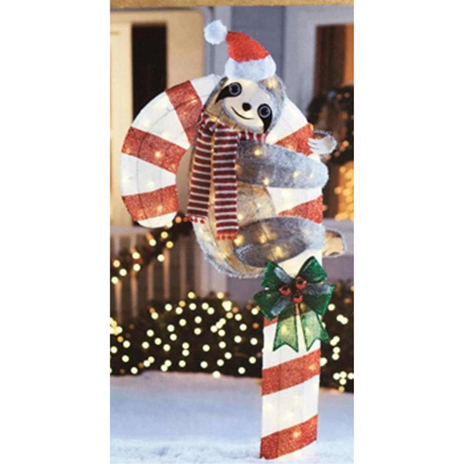 Sienna LED Warm White Sloth With Candy Cane 4 Ft. Yard Decor 4 Sienna LED Warm White Sloth With Candy Cane 4 Ft. Yard Decor - Image 2