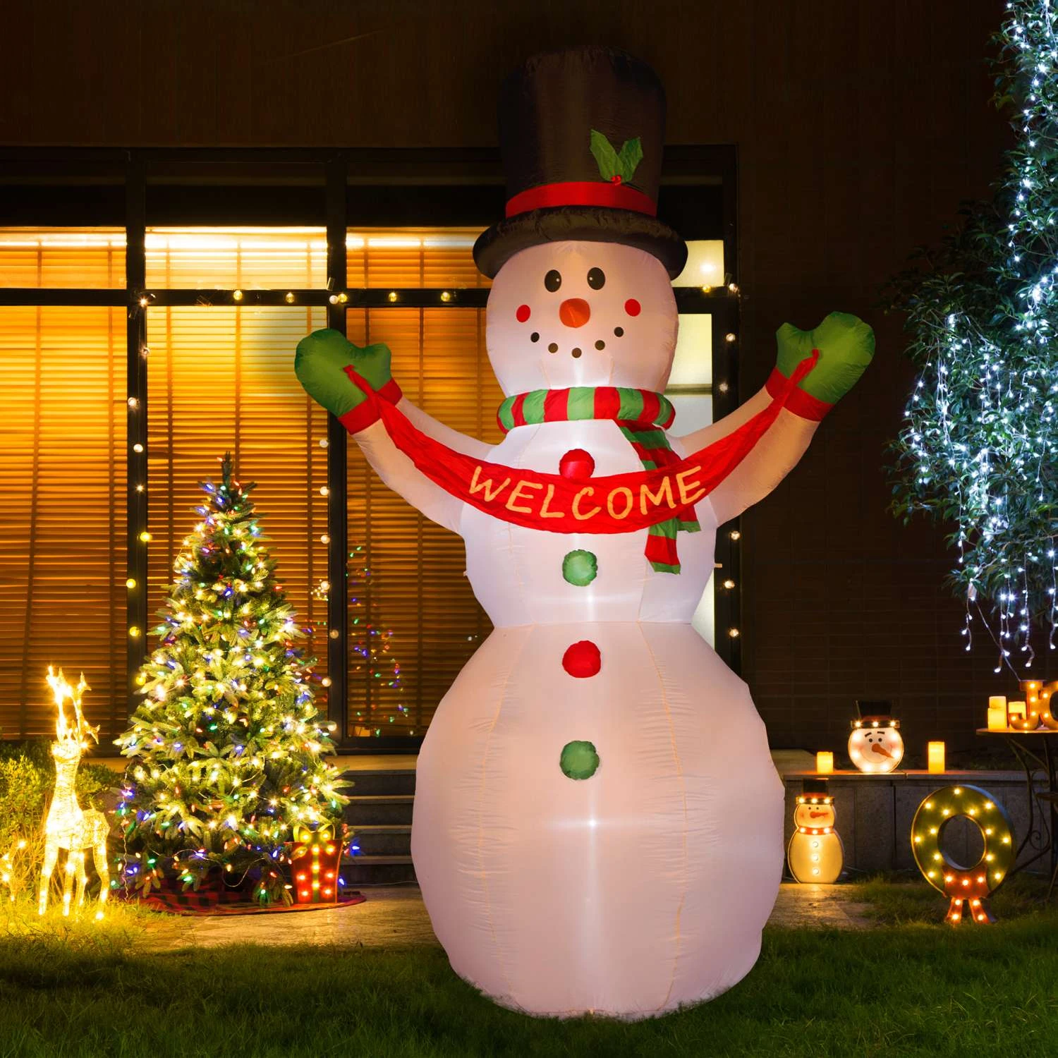 Glitzhome Snowman "Welcome" Banner 141.73 In. Inflatable 6 Glitzhome Snowman "Welcome" Banner 141.73 In. Inflatable - Image 4