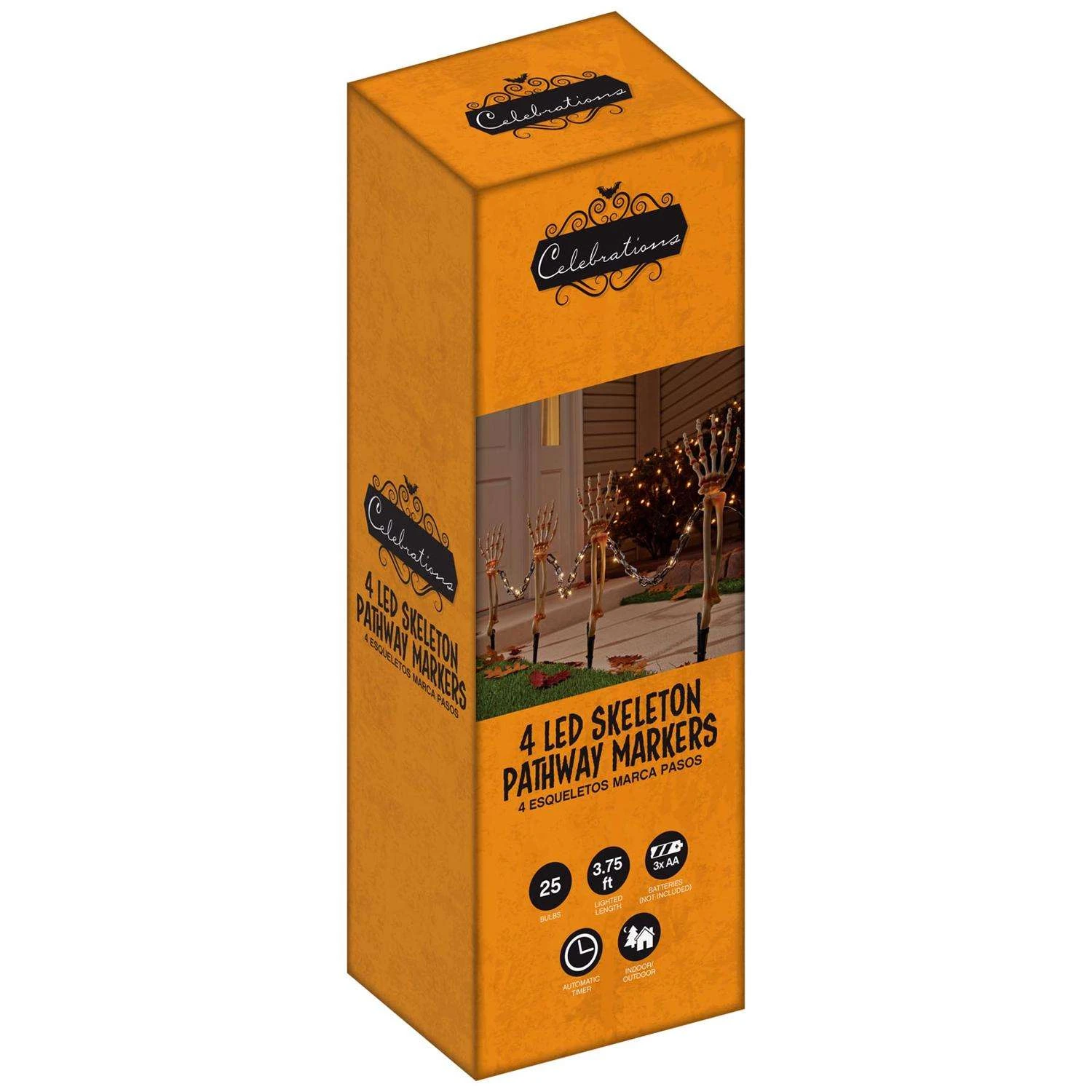 Celebrations Warm White 18 In. Prelit Chained Skeleton Arms Pathway Decor 4 Celebrations Warm White 18 In. Prelit Chained Skeleton Arms Pathway Decor - Image 2