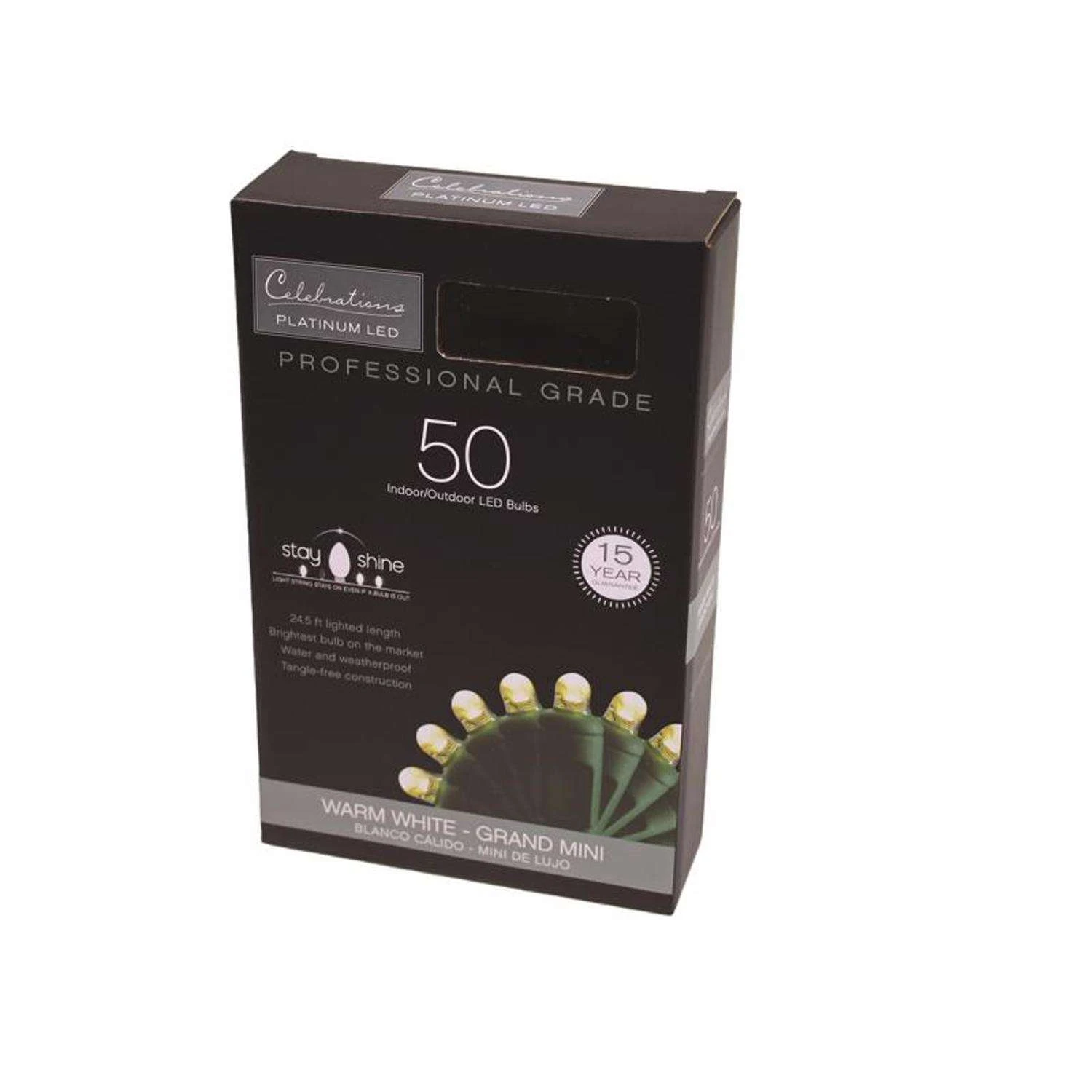 Celebrations Platinum LED Mini Warm White 50 Ct String Christmas Lights 25 Ft. 4 Celebrations Platinum LED Mini Warm White 50 Ct String Christmas Lights 25 Ft. - Image 2