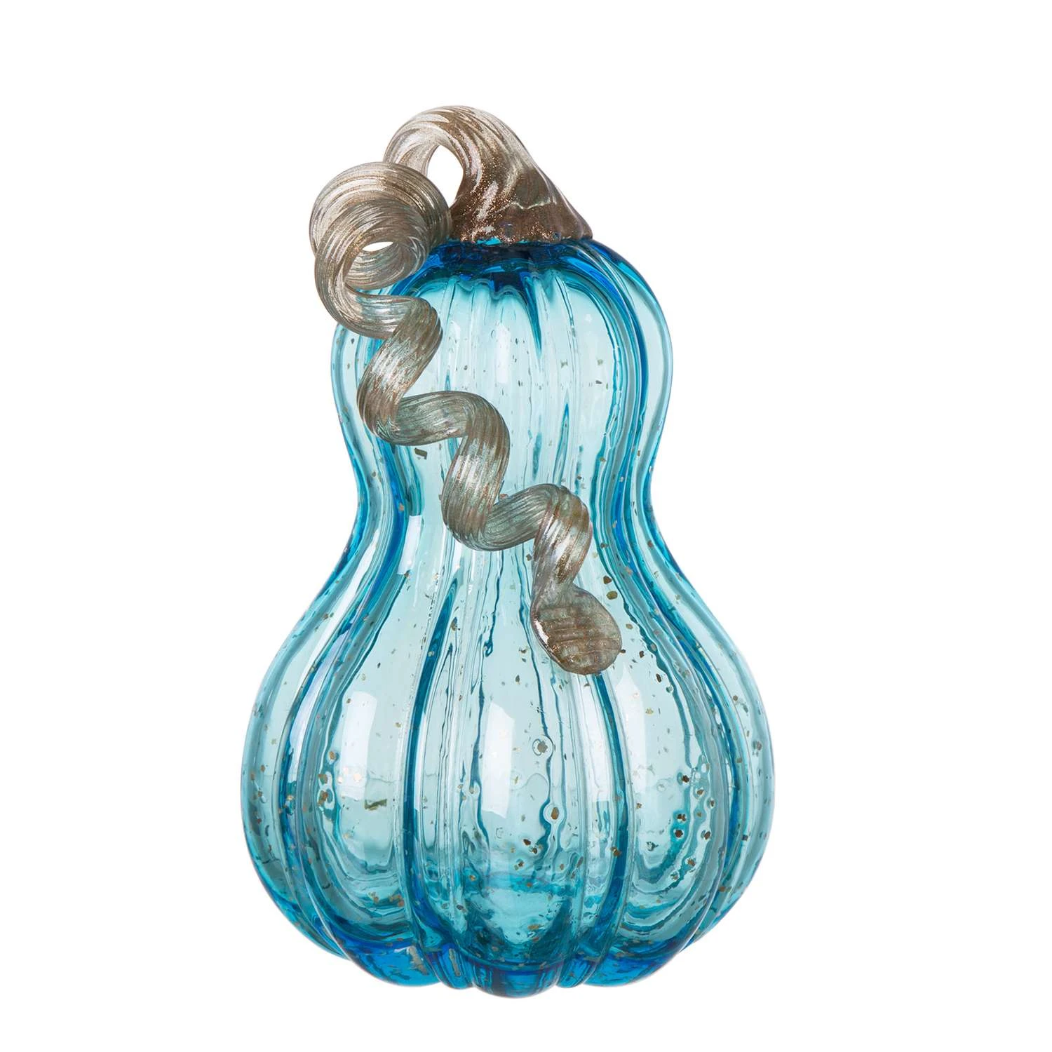 Glitzhome 8.46 In. Glass Blue Pumpkin Fall Decor 6 Glitzhome 8.46 In. Glass Blue Pumpkin Fall Decor - Image 4