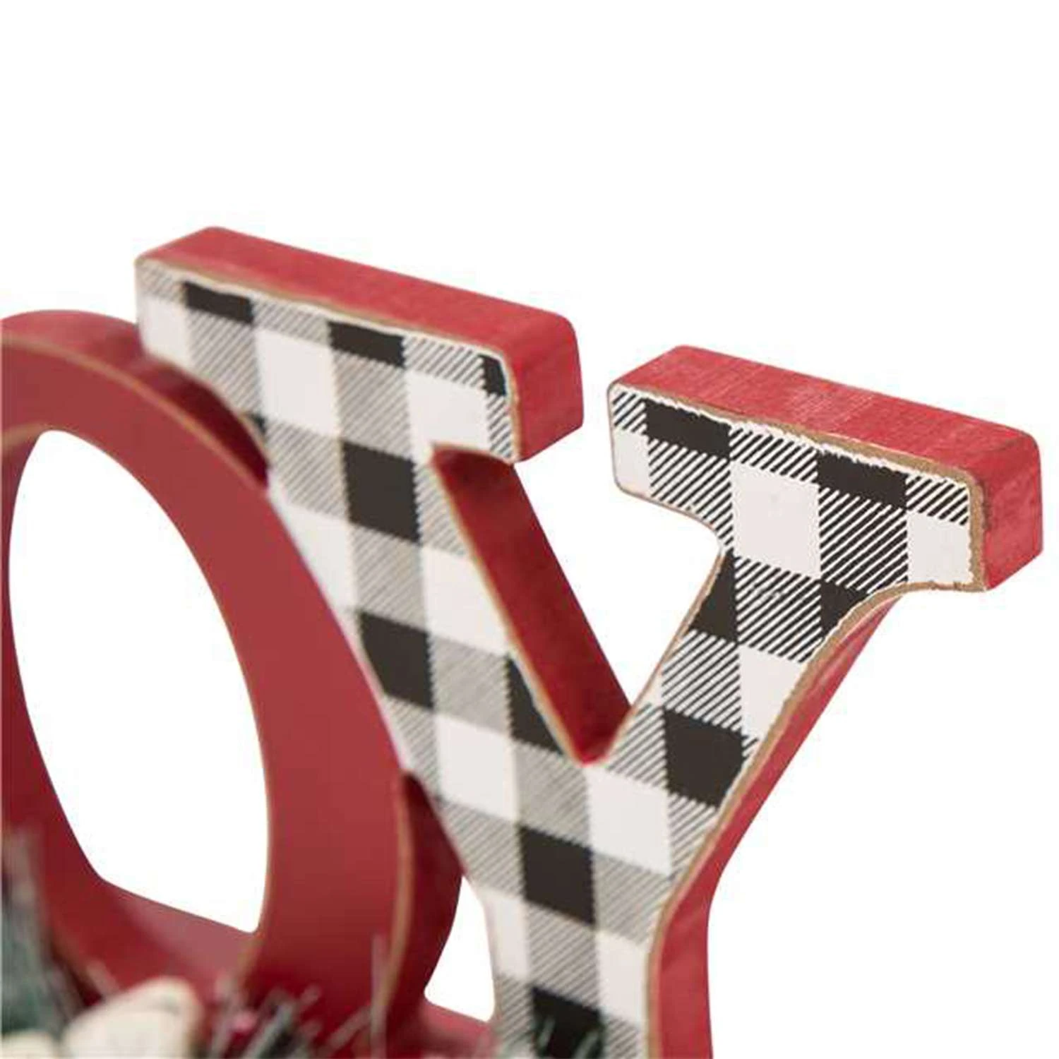 Glitzhome Multicolored Plaid Joy Table Decor 5.39 In. 4 Glitzhome Multicolored Plaid Joy Table Decor 5.39 In. - Image 2