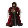 Glitzhome Multicolored Plaid Angel Tree Topper 16 In.
