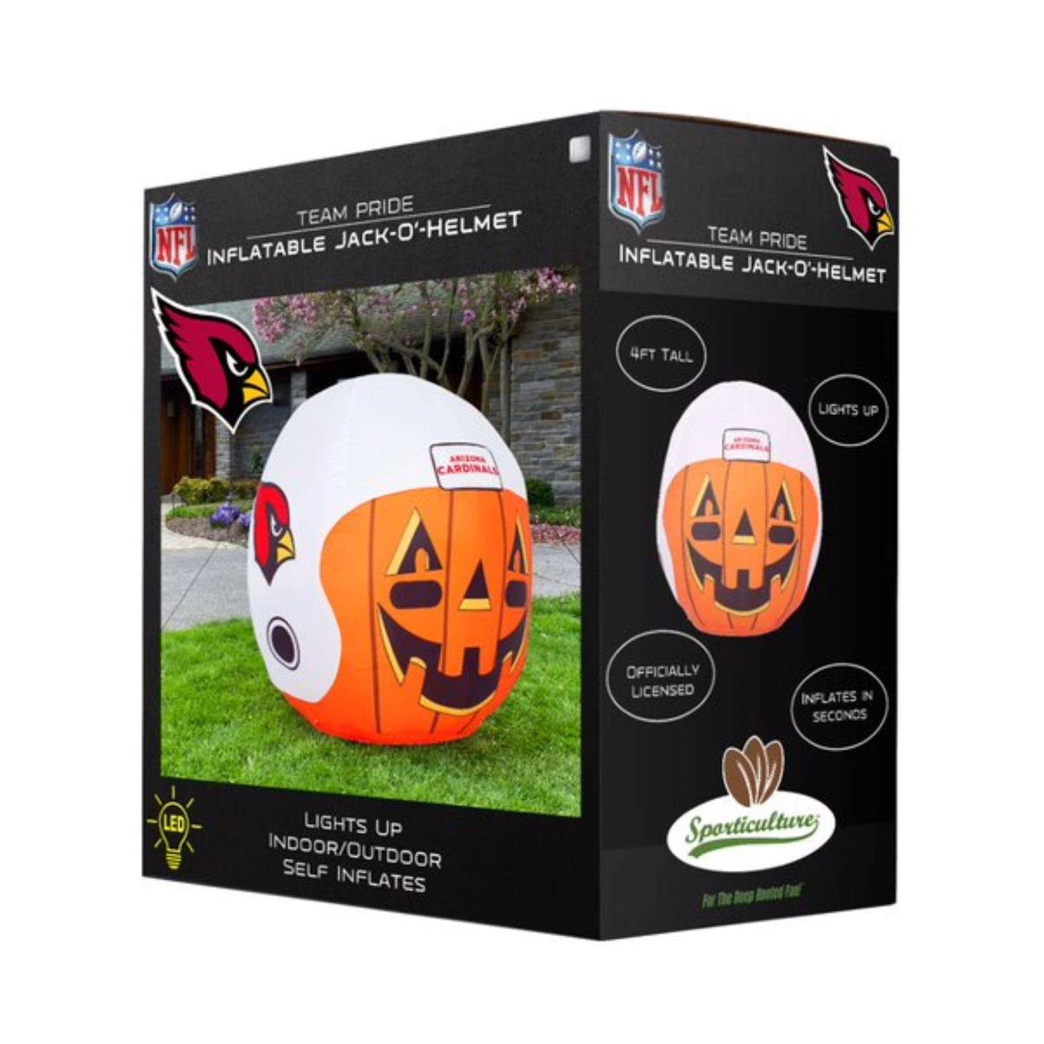 Sporticulture NFL 4 Ft. LED Arizona Cardinals Jack-O-Helmet Inflatable 7 Sporticulture NFL 4 Ft. LED Arizona Cardinals Jack-O-Helmet Inflatable - Image 5