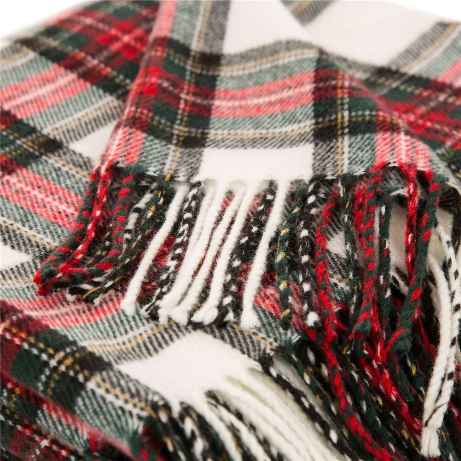 Glitzhome Multicolored Dress Stewart Tartan Plaid With Fringe Blanket 4 Glitzhome Multicolored Dress Stewart Tartan Plaid With Fringe Blanket - Image 2