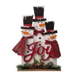 Glitzhome Muticolored Snowman Family Table Decor 18 In.