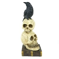 Touch Of Nature 9.5 In. Crow Sitting On Two Skulls Halloween Decor