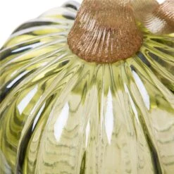 Glitzhome 4.72 In. Glass Green Pumpkin Tabletop Decor -Alpine Sales Store f7151e91 49ea 44c1 911a bef85716df4b