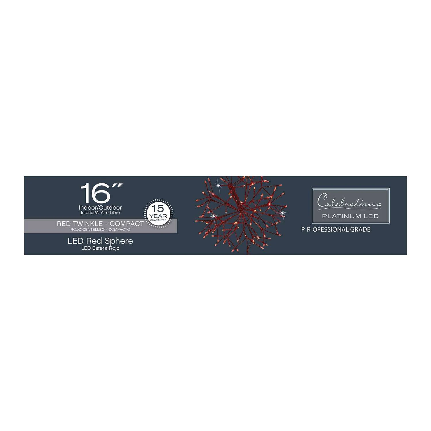 Celebrations Platinum LED Red Shimmer Sphere 16 In. Hanging Decor 6 Celebrations Platinum LED Red Shimmer Sphere 16 In. Hanging Decor - Image 4