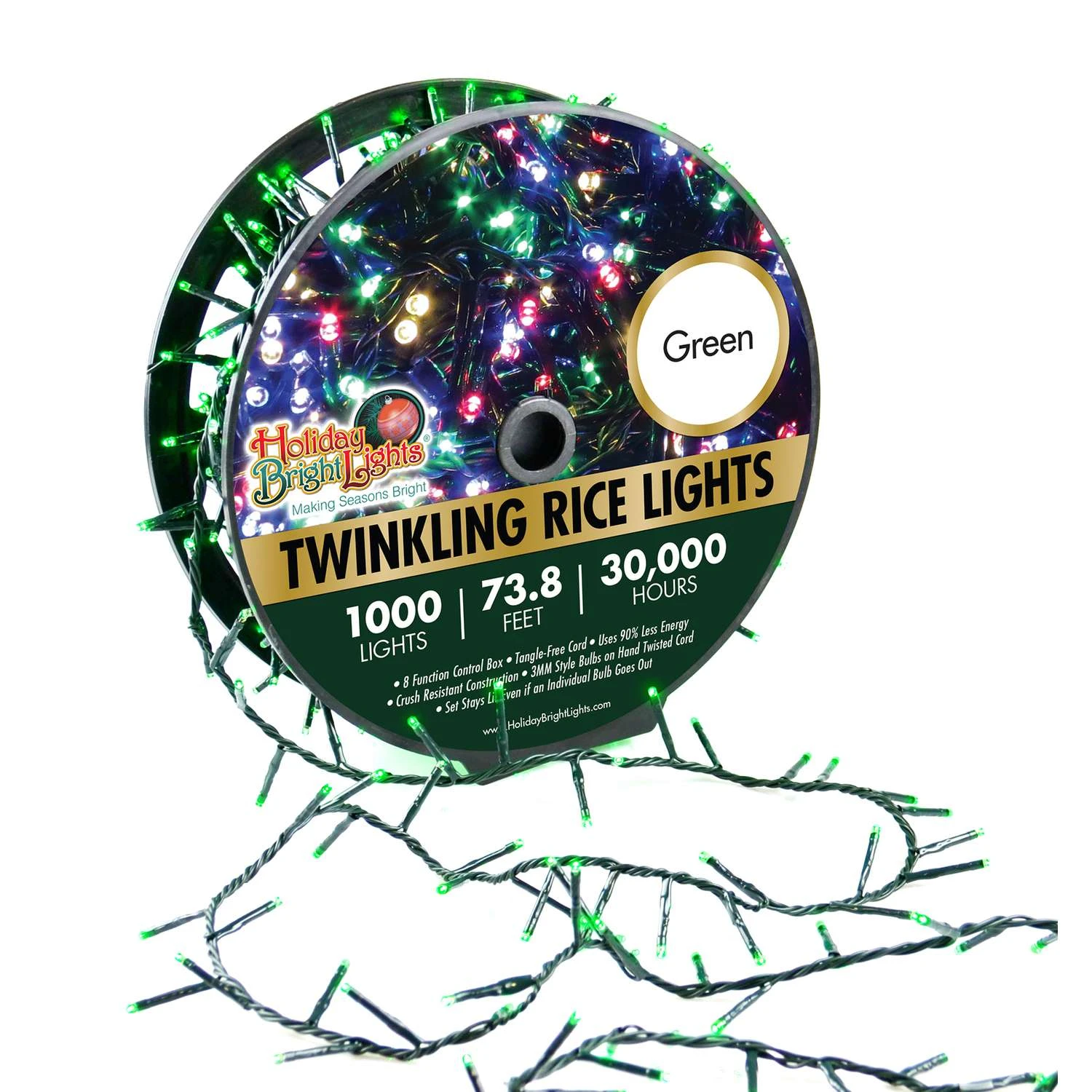 Holiday Bright Lights LED Rice Green 1000 Ct String Christmas Lights 3 Holiday Bright Lights LED Rice Green 1000 Ct String Christmas Lights