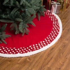 Glitzhome Red/White Polka Dots Tree Skirt 0.39 In. -Alpine Sales Store ff127a5c 2efa 443a 87a1 cf963eae17f7